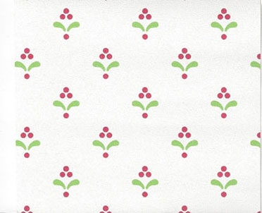 Dollhouse Miniature Wallpaper Red/Green Pattern On White
